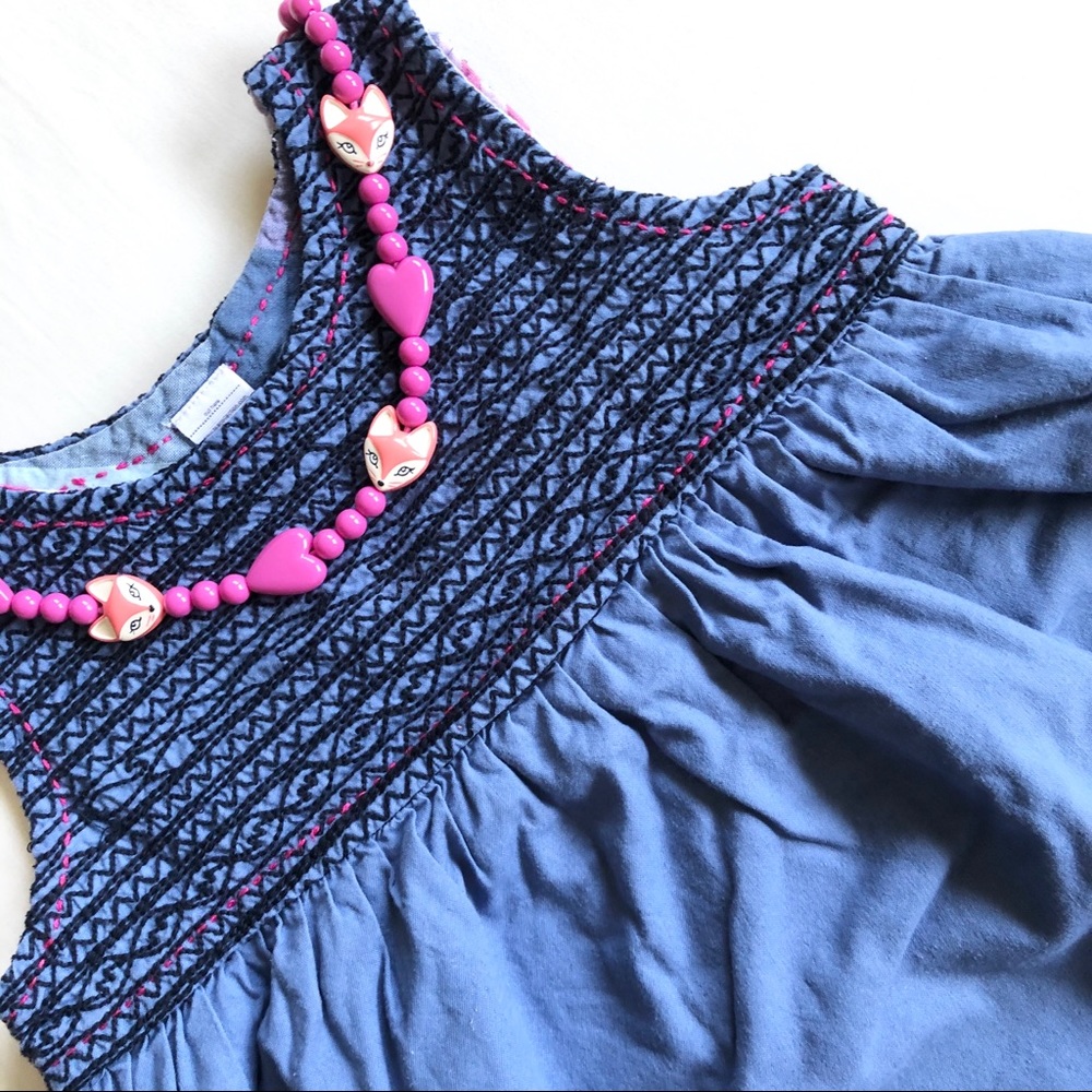 Tea Collection Reversible Blue/Pink Cotton Dress 3 - Picture 3 of 11